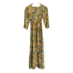 Sherman of London Vintage Cotton Half Sleeve Maxi Dress Blue Green Multi Floral Print UK Size 10 - Ava & Iva