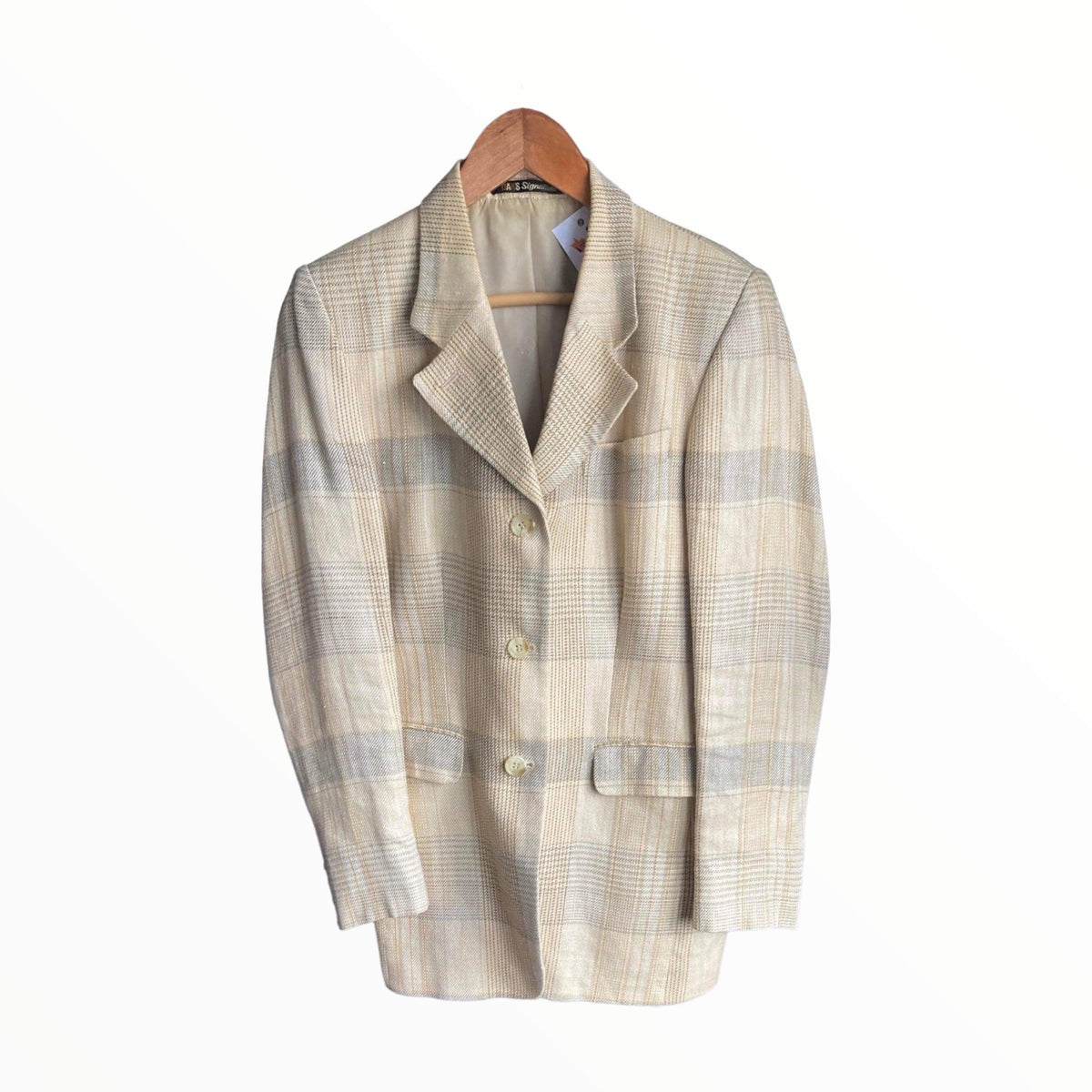 Daks Signature Cream Checked Long Sleeved Jacket UK Size 14 - Ava & Iva