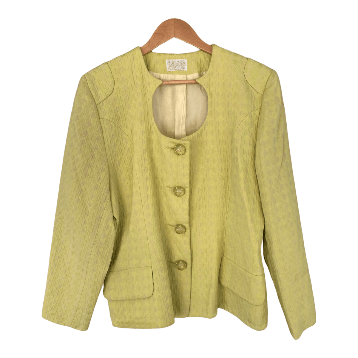 Regine Vintage Womens Jacket Round Scoop Neck Wonderful Buttons Green UK 14 16 - Ava & Iva