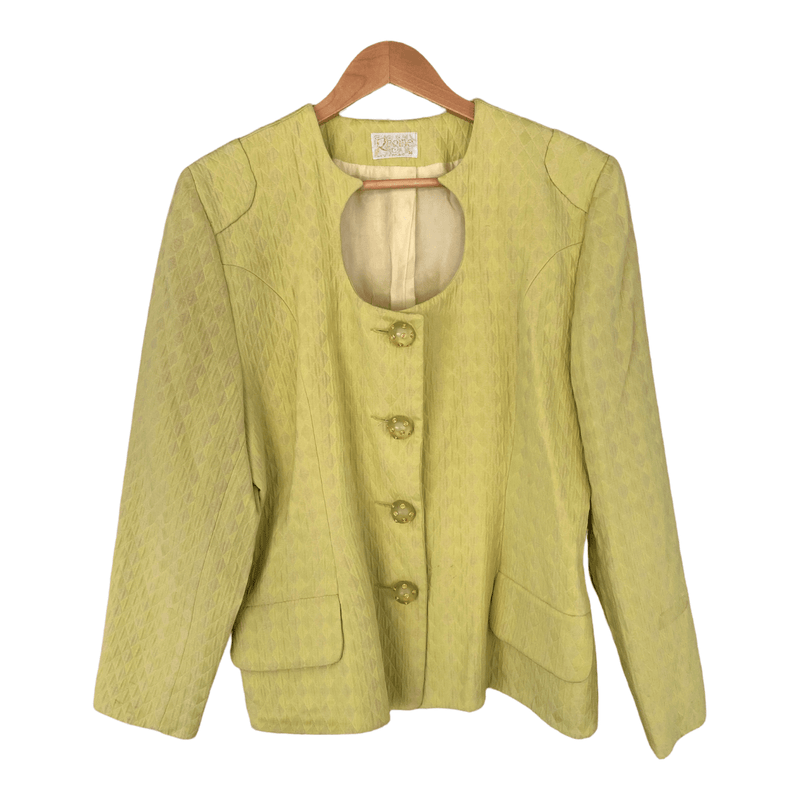 Regine Vintage Womens Jacket Round Scoop Neck Wonderful Buttons Green UK 14 16 - Ava & Iva