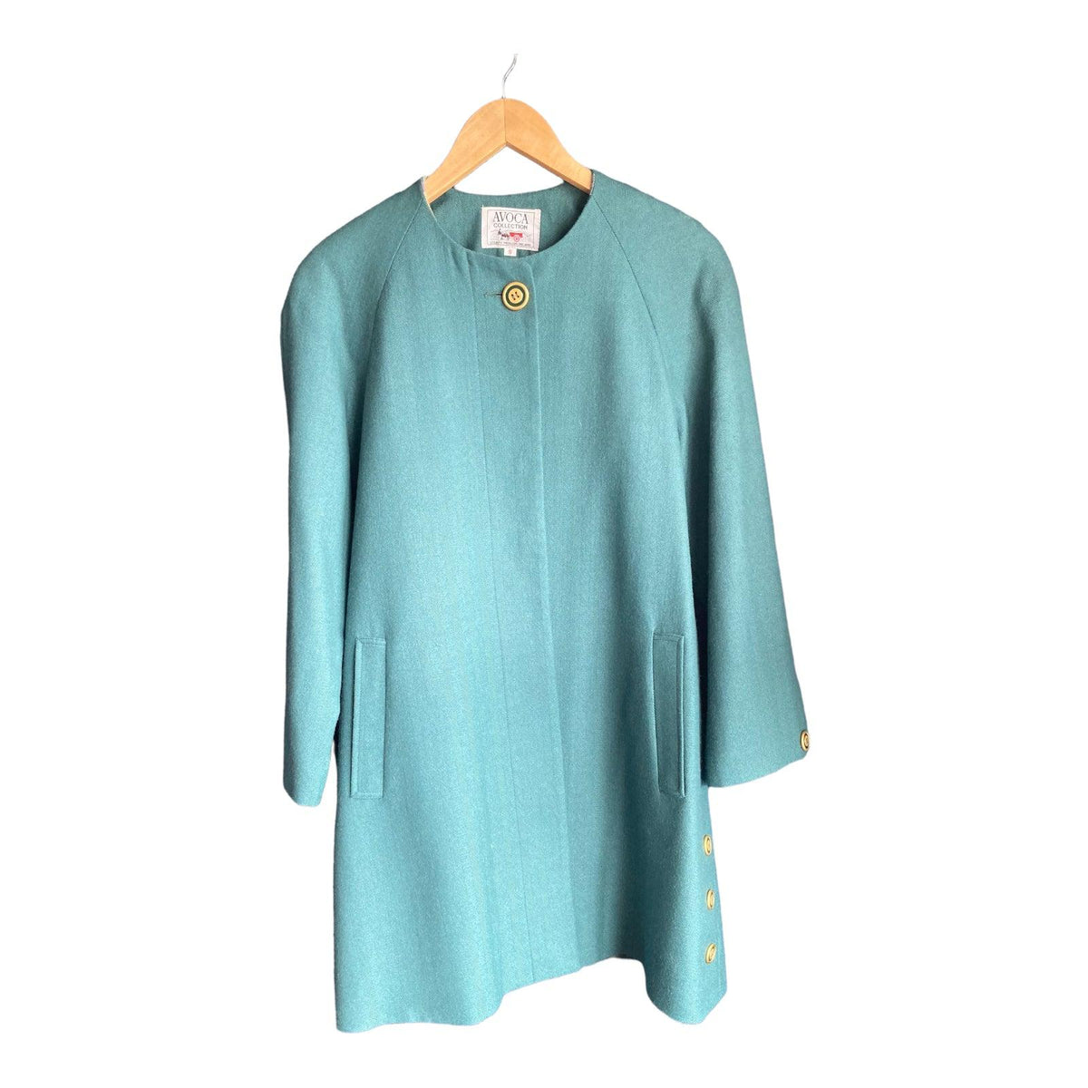 Avoca Collection Wool Green Long Sleeved Coat UK Size 10 - Ava & Iva