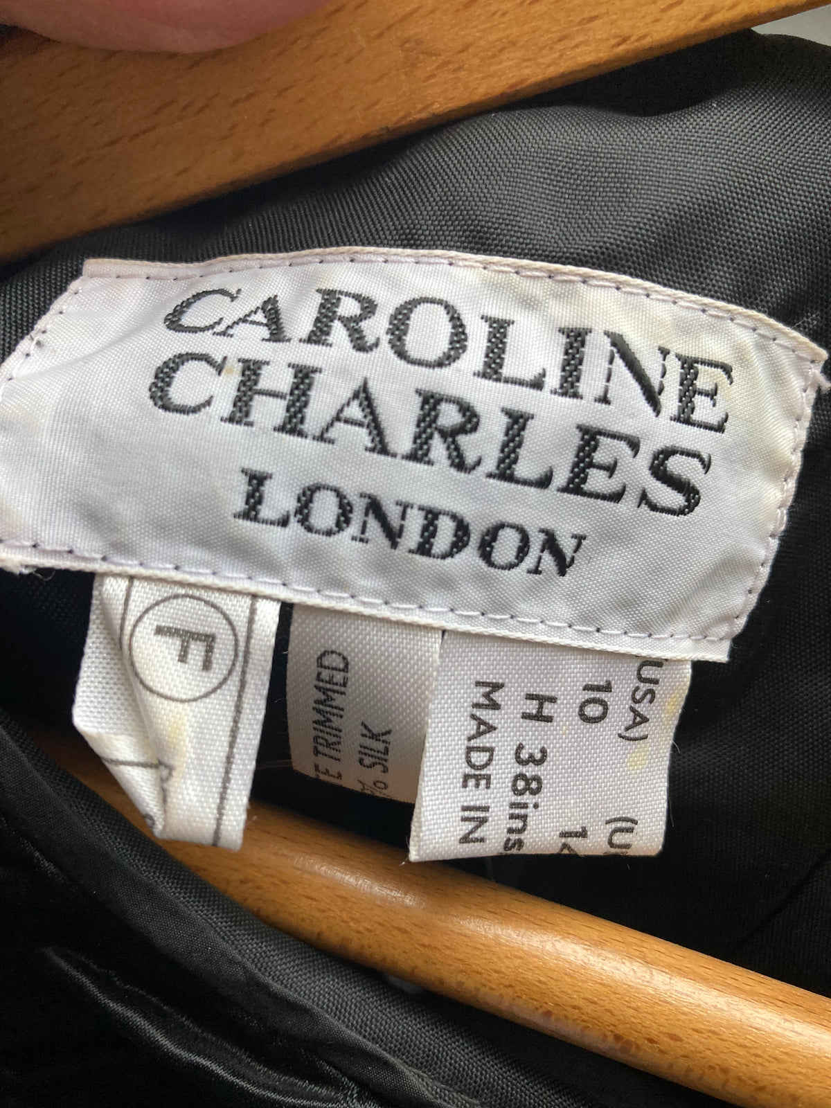 Caroline Charles Silk Black Short Sleeved Dress UK Size 14 - Ava & Iva