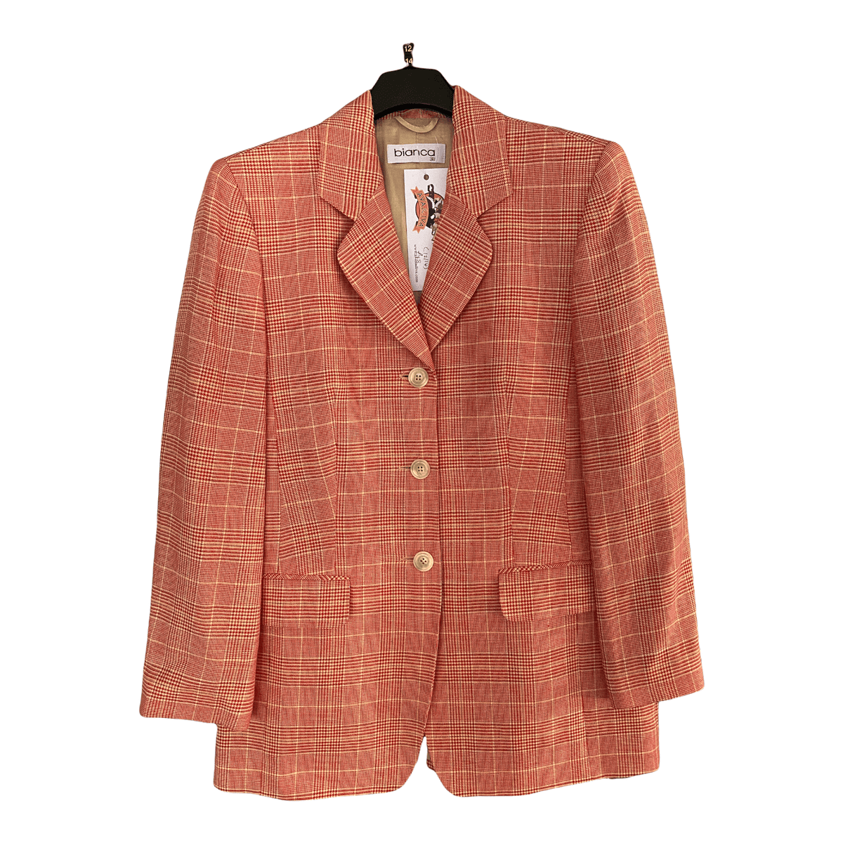 Bianca Linen Blazer Red Prince of Wales Check.  UK Size 14/16 - Ava & Iva