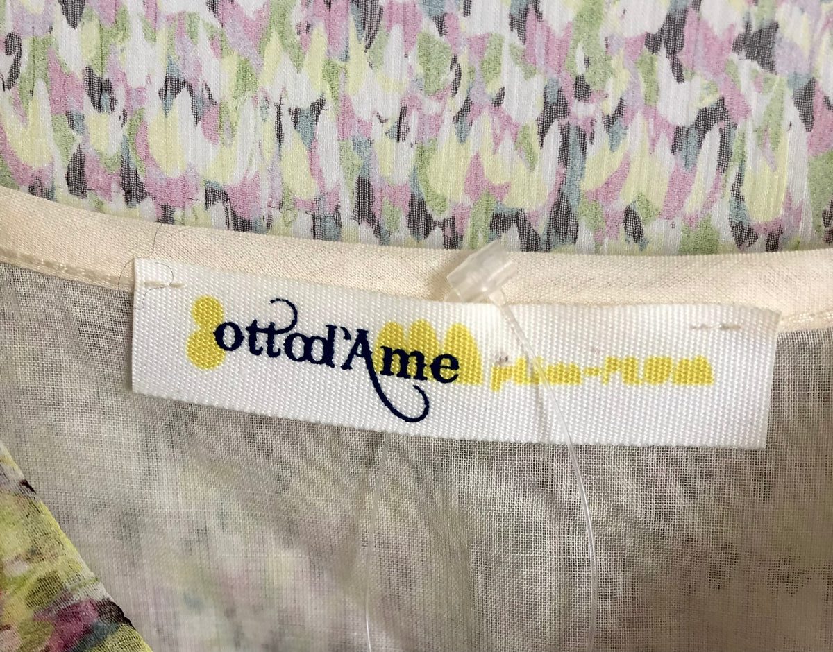 ottod'Ame 100% Silk Chiffon Short Sleeved Summer Midi Dress Multicolour Print w/ Underslip UK Size 10 - Ava & Iva