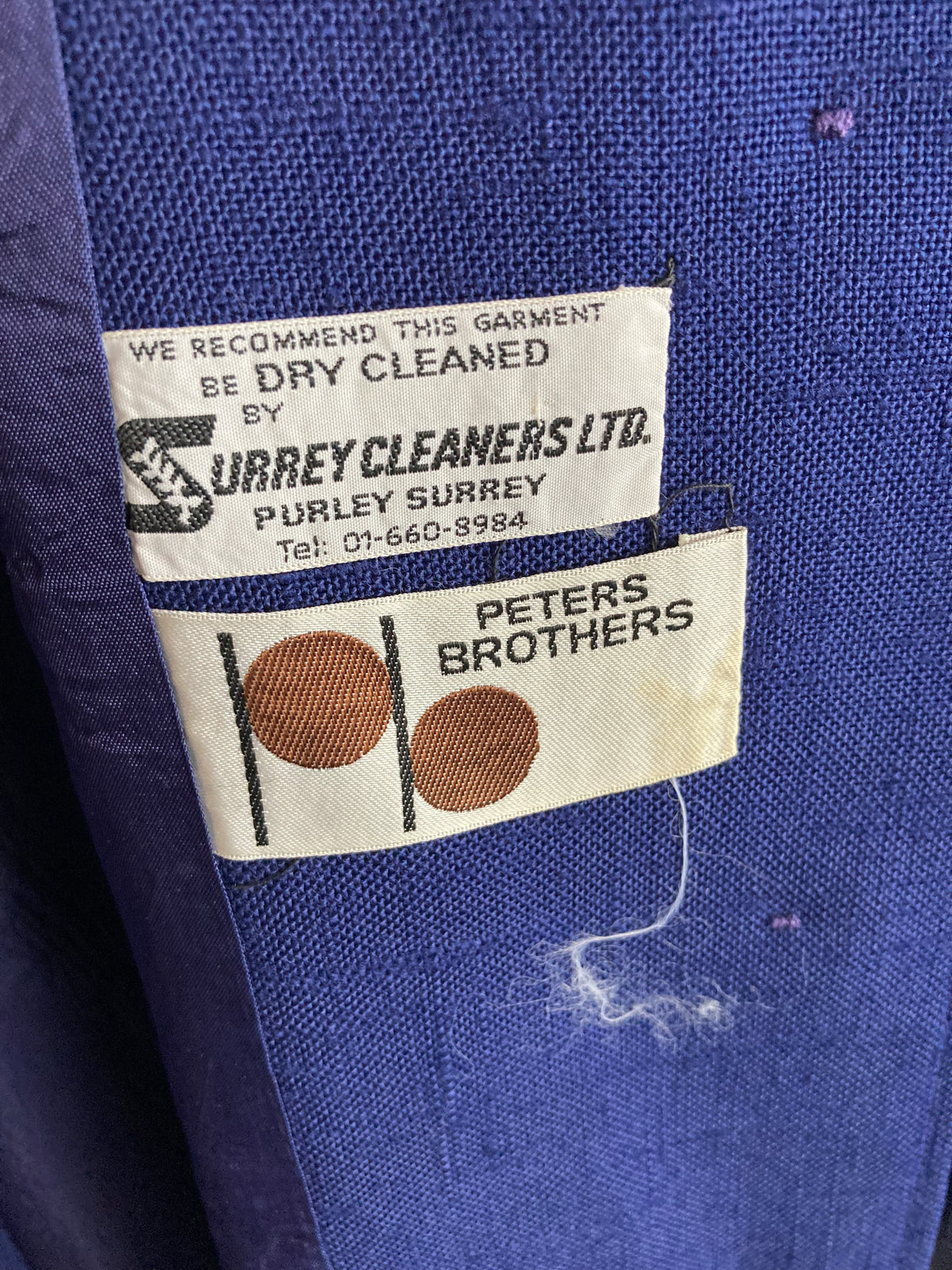 Vintage Peters Brothers Navy Sleeveless Shift Dress And Coat Suit UK Size 10 - Ava & Iva