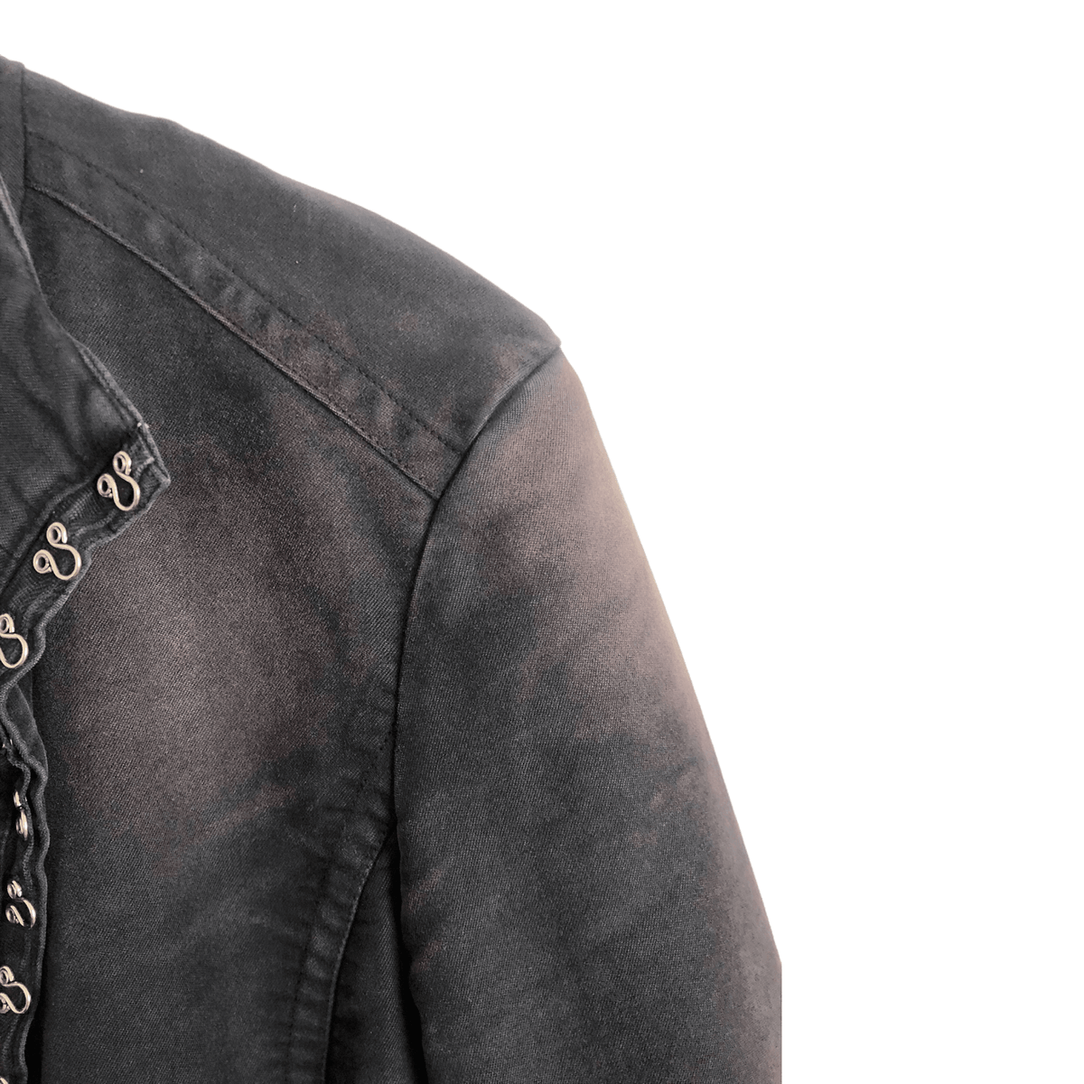 Sportmax Code Distressed Faded Grey 100% Cotton Denim Biker Jacket UK Size 8 - Ava & Iva