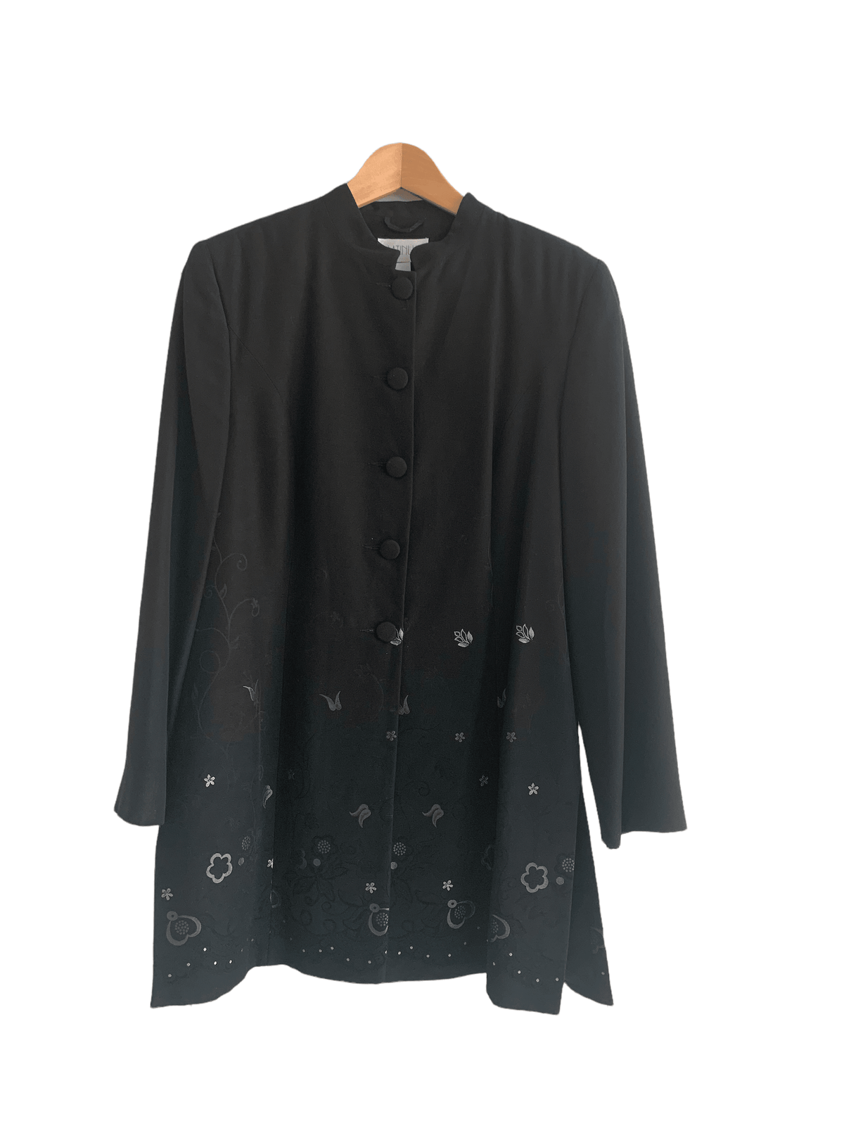 Platinum Fine Wool Long Jacket Coat Black UK Size 16 - Ava & Iva