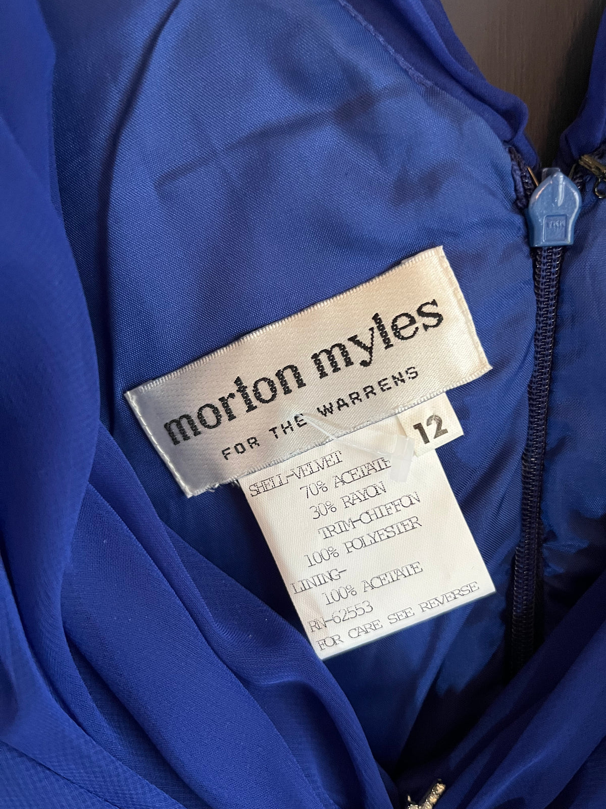 Morton Miles Velvet Saphire Blue Sleeveless Cocktail Dress UK Size 12 - Ava & Iva