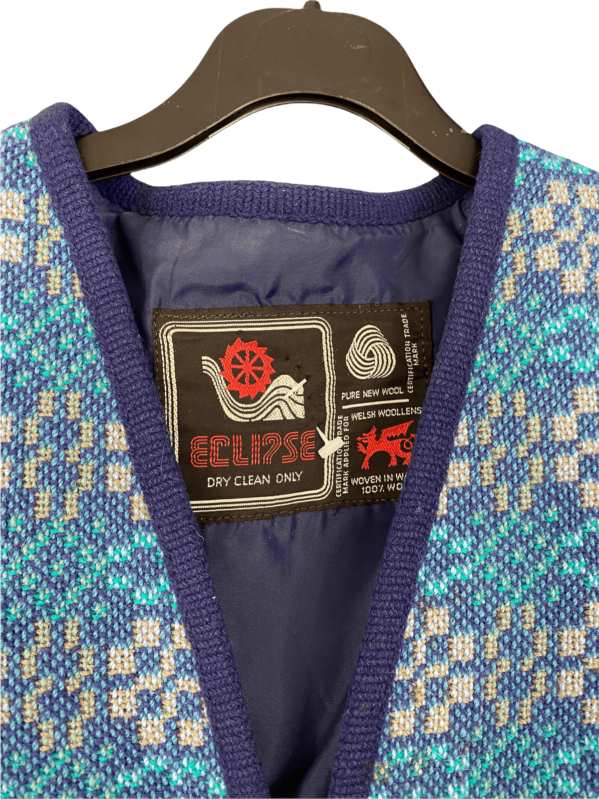 Welsh Wool Eclipse Vintage Waistcoat Blue UK Size 12 - Ava & Iva
