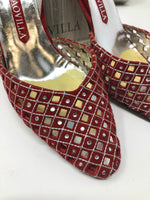 Rene Caovilla Slingback Heels Red Suede with Diamante Size 6.5 (UK4.5) - Ava & Iva