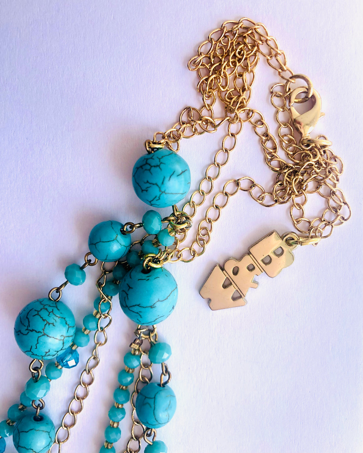 Butler and Wilson London Designer Turquoise and Aqua Blue Bead Three Strand Necklace - Ava & Iva