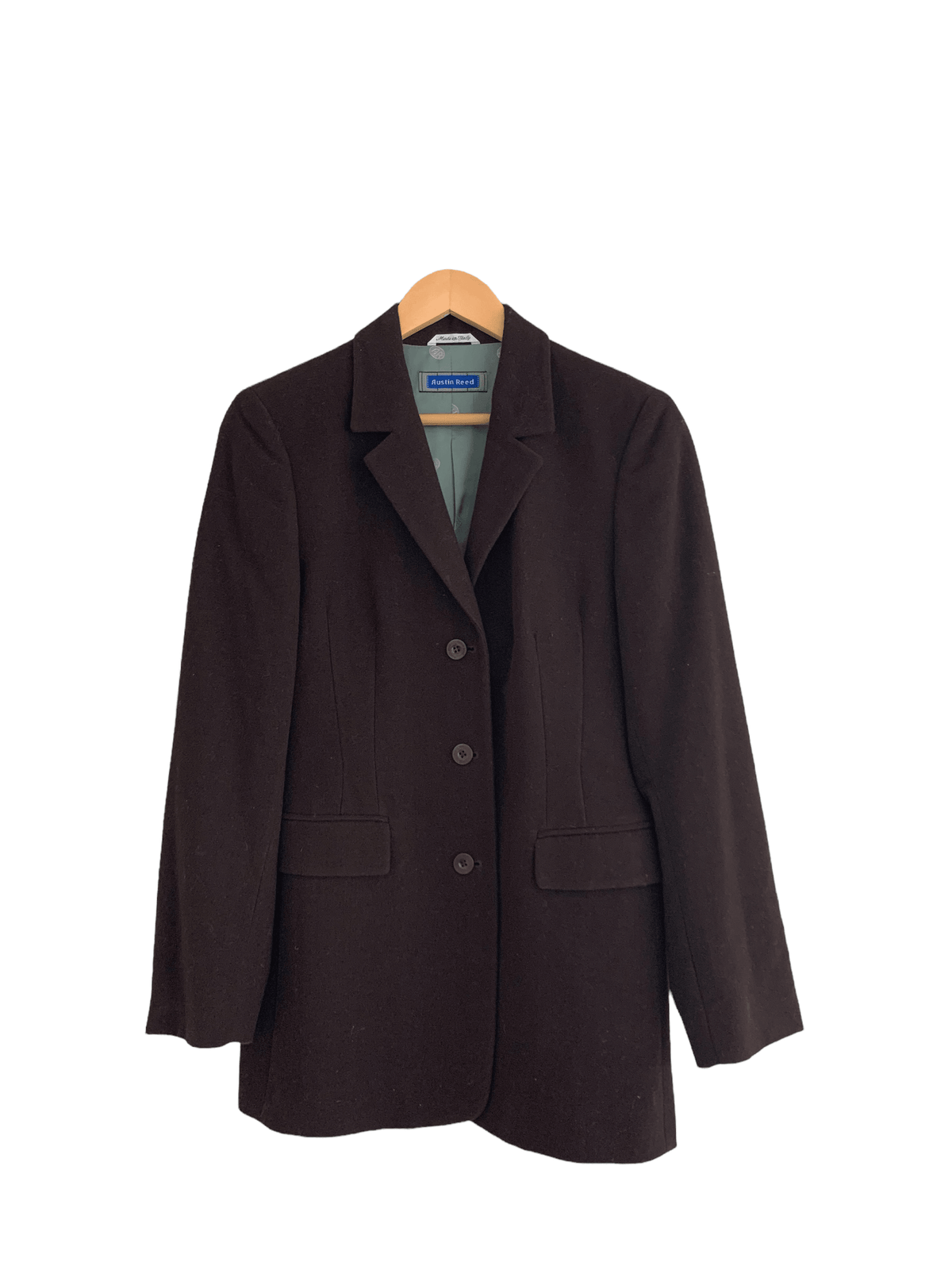 Austin Reed 100% Wool Single Breasted Jacket Brown IT36 UK Size 12 - Ava & Iva