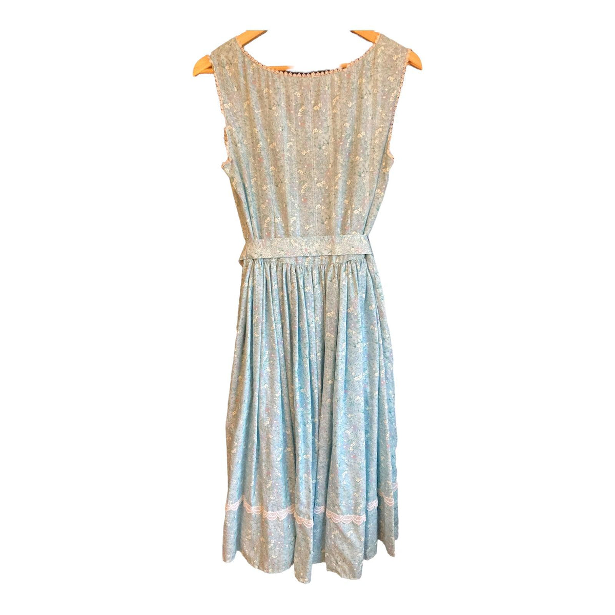 Vintage Cotton Light Blue Floral Sleeveless Dress UK Size 10 - Ava & Iva