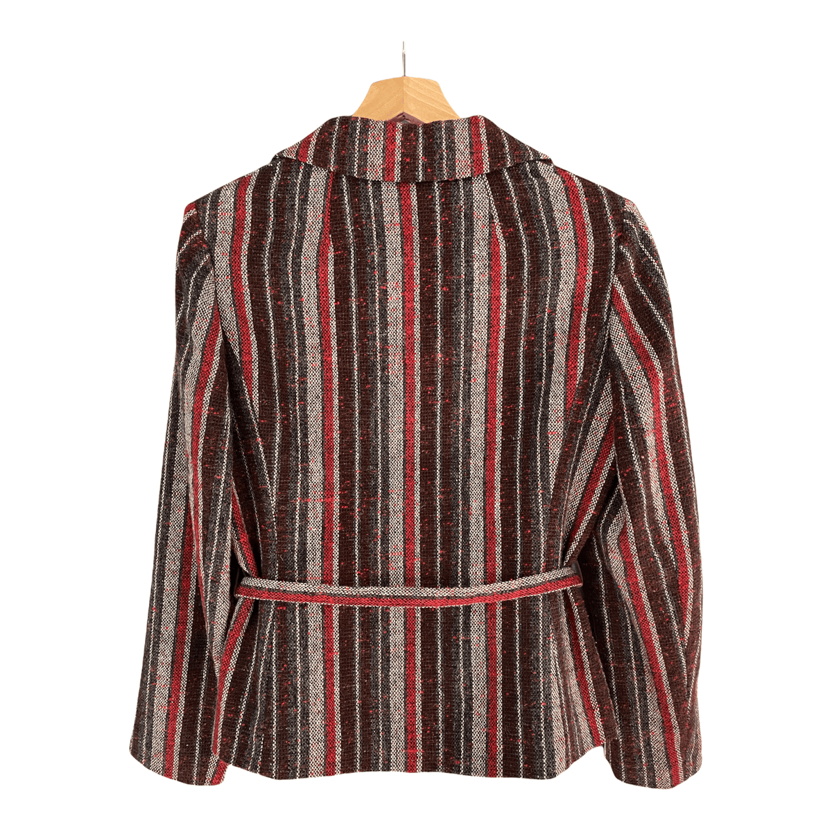 Laure Vintage Wool Skirt Suit Red and Grey Striped.  UK Size 12 - Ava & Iva