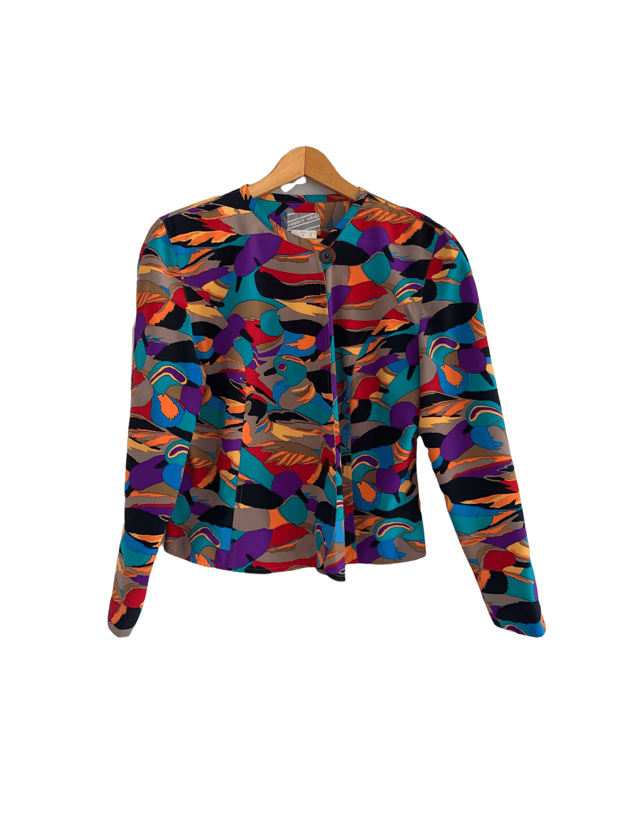 Harry Who Single Breasted 100% Silk Jacket Multi Coloured UK Size 12 - Ava & Iva