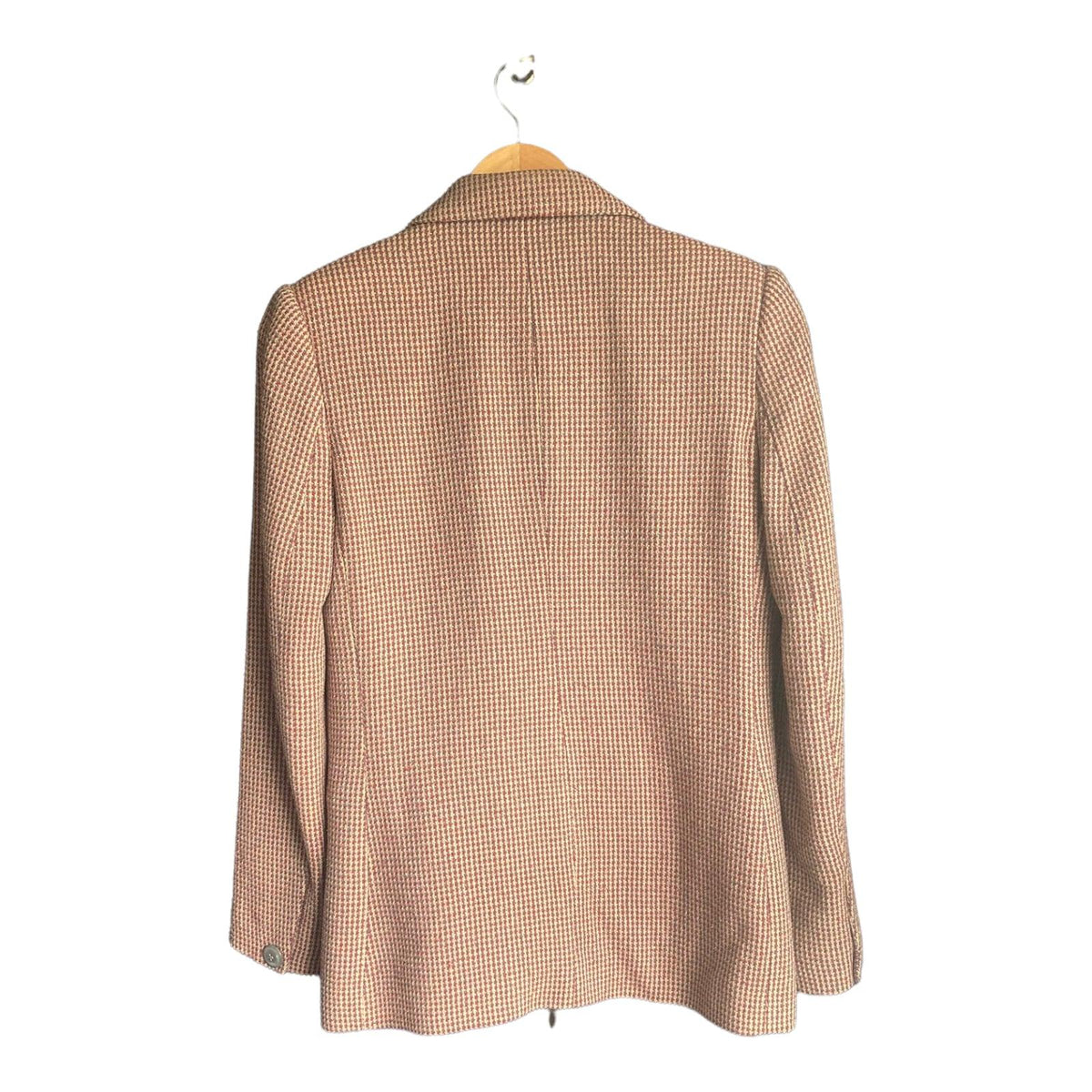 Cotswolds Woollen Weavers 100% Bourette Silk Burgundy, Cream and Grey Woven Skirt Suit. Jacket UK Size 10 Skirt UK Size 12 - Ava & Iva