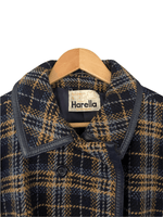 Harella Vintage Short Coat Wool Blue Tartan Pattern UK SIze  12 - Ava & Iva