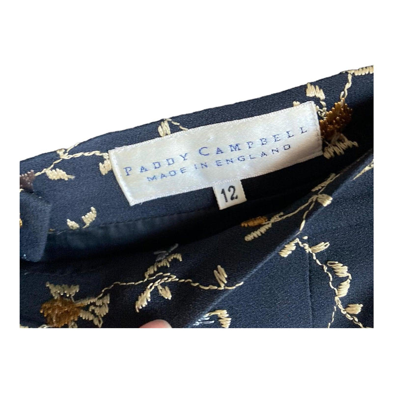 Paddy Campbell Black With Gold Embroidery Skirt Suit Jacket UK Size 10 Skirt UK Size 12 - Ava & Iva