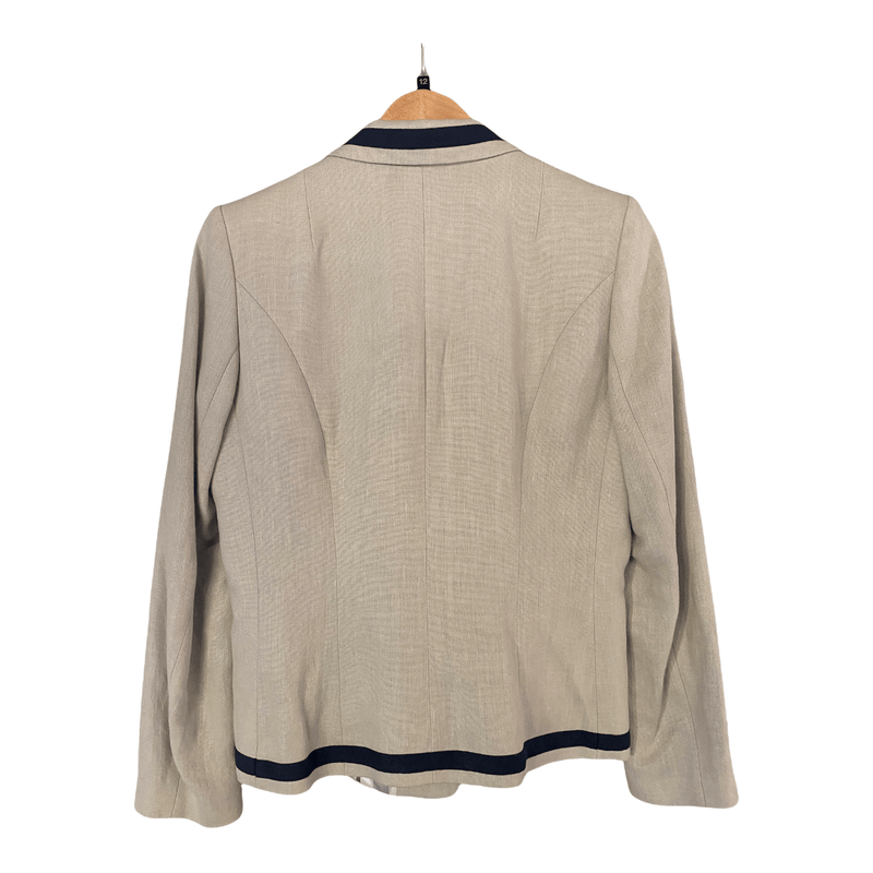Paul Costelloe Dressage 100% Linen Blazer Single Breasted Taupe UK Size 12 - Ava & Iva