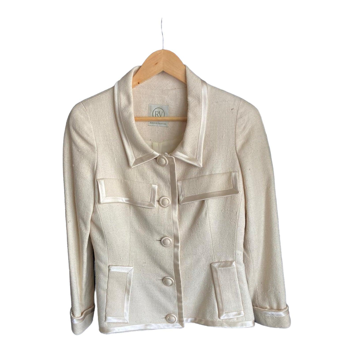 Robinson Valentine Silk Cream Skirt Suit UK Size 12 - Ava & Iva