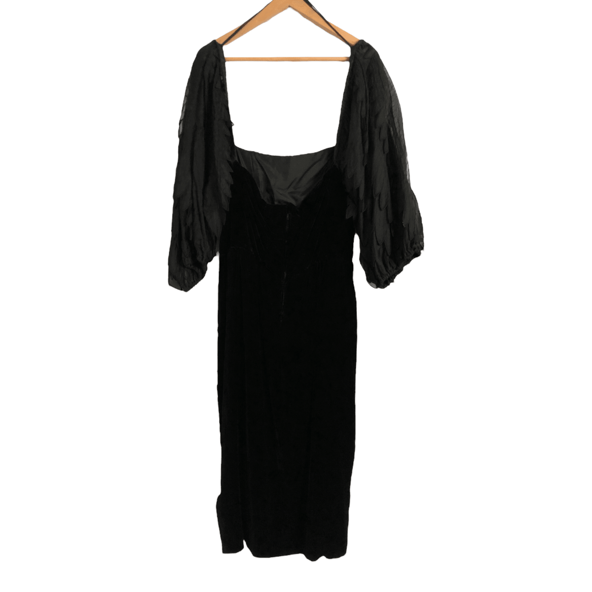 Louis Feraud Vintage Velvet 3/4 Sleeve Empire Evening Cocktail Dress Black UK10-12 - Ava & Iva
