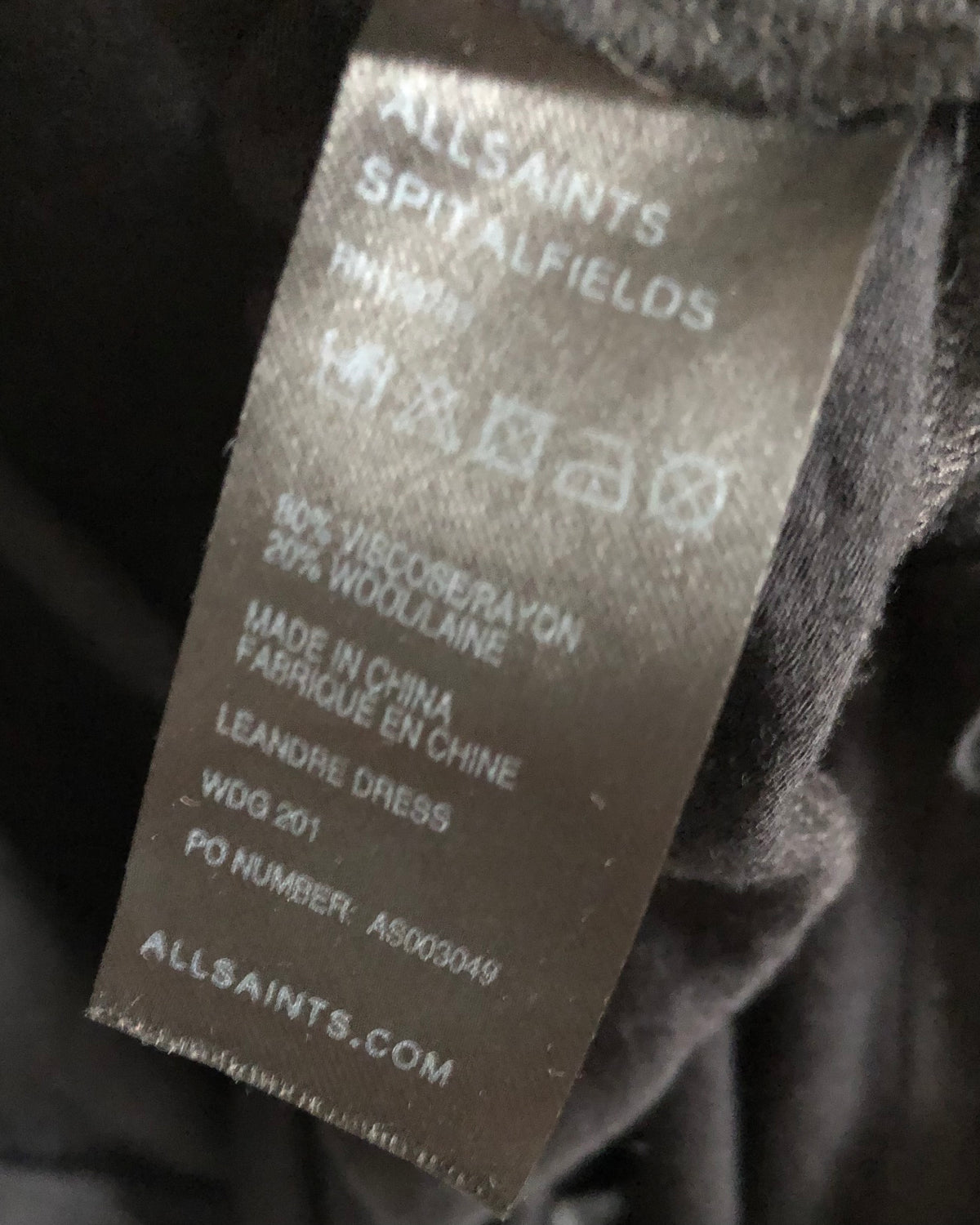 Allsaints Spitalfields Leandre Stretch Wool Sleeveless Asymmetric Ruched Dress Black UK Size 10 - Ava & Iva