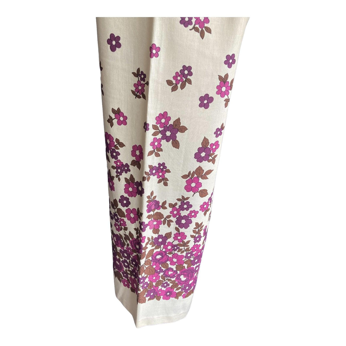 Highlight Cotton Cream With Floral Pattern Wide Leg Trousers UK Size 16 - Ava & Iva