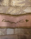 Kathryn C Brocade Jacquard Long Sleeve Evening Coat Jacket Metallic Gold Cream UK Size 16 - Ava & Iva