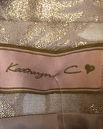 Kathryn C Brocade Jacquard Long Sleeve Evening Coat Jacket Metallic Gold Cream UK Size 16 - Ava & Iva