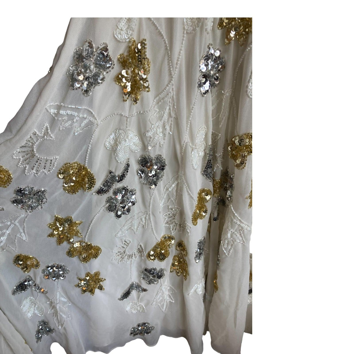 Virgos Lounge Cream Beaded Sleeveless Evening Dress UK Size 10 - Ava & Iva