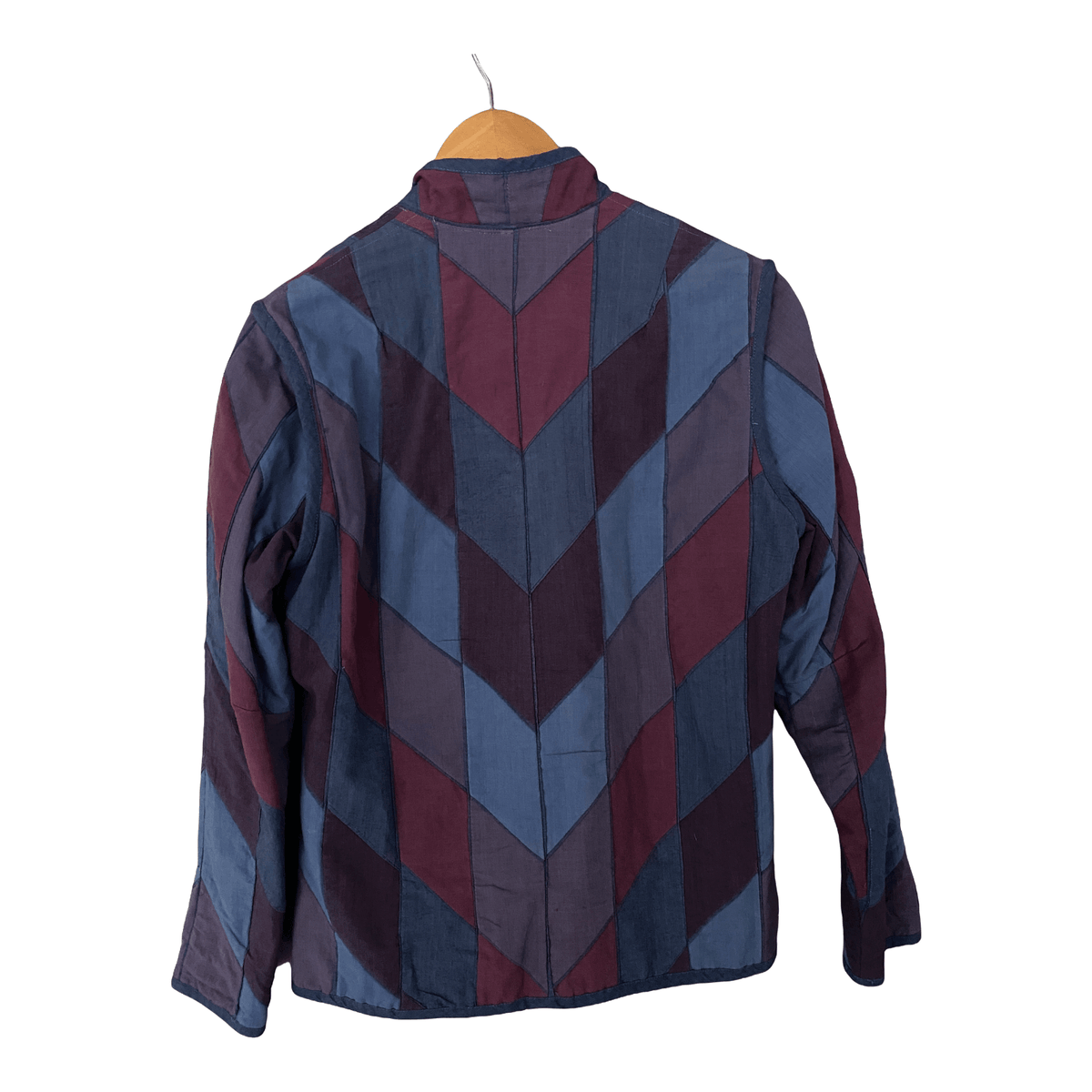 Bishopston Trading Company Vintage Jacket Harlequin Patchwork Design  Blues and Purple Size S/M - Ava & Iva