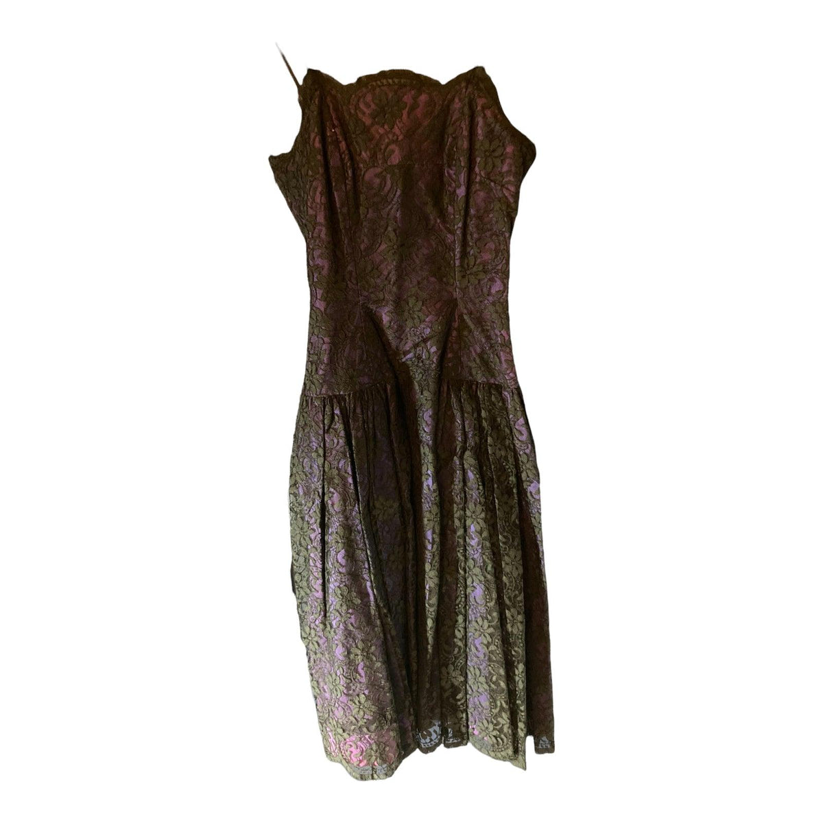 Koupycraft Black Lace & Purple Shoestring Evening Dress With Matching Stoll UK Size 16 - Ava & Iva