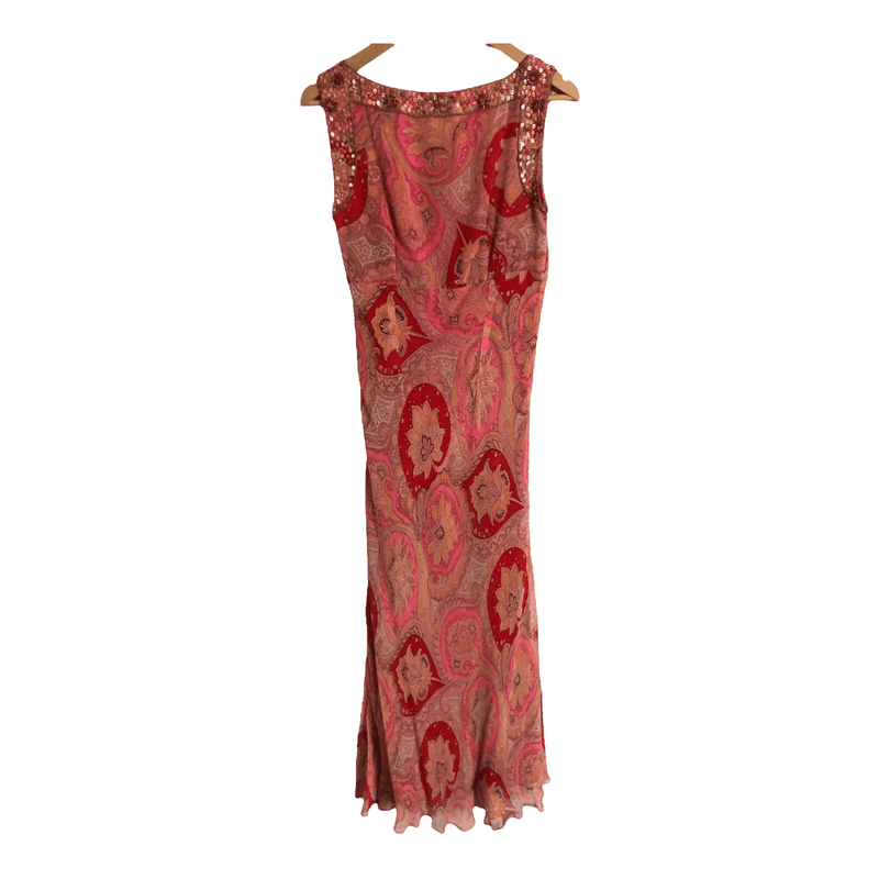 Planet Sleeveless 100% Silk Chiffon Embroidered Maxi Dress Multi Floral Print UK Size 8 BNWT - Ava & Iva