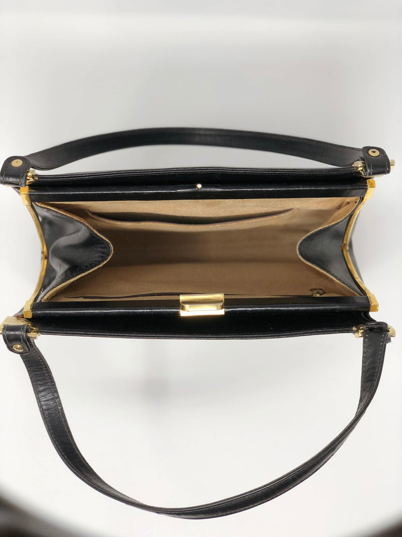 Vintage Black Leather Handbag - Ava & Iva