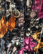 Unbranded Vintage Velvet Cotton Quilted Padded Jacket Black Copper Burgundy Floral Print Size L/XL - Ava & Iva