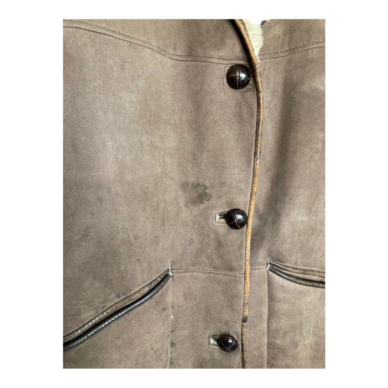 Vintage Genuine Sheepskin Tan Long Sleeved Coat UK Size 16 - Ava & Iva