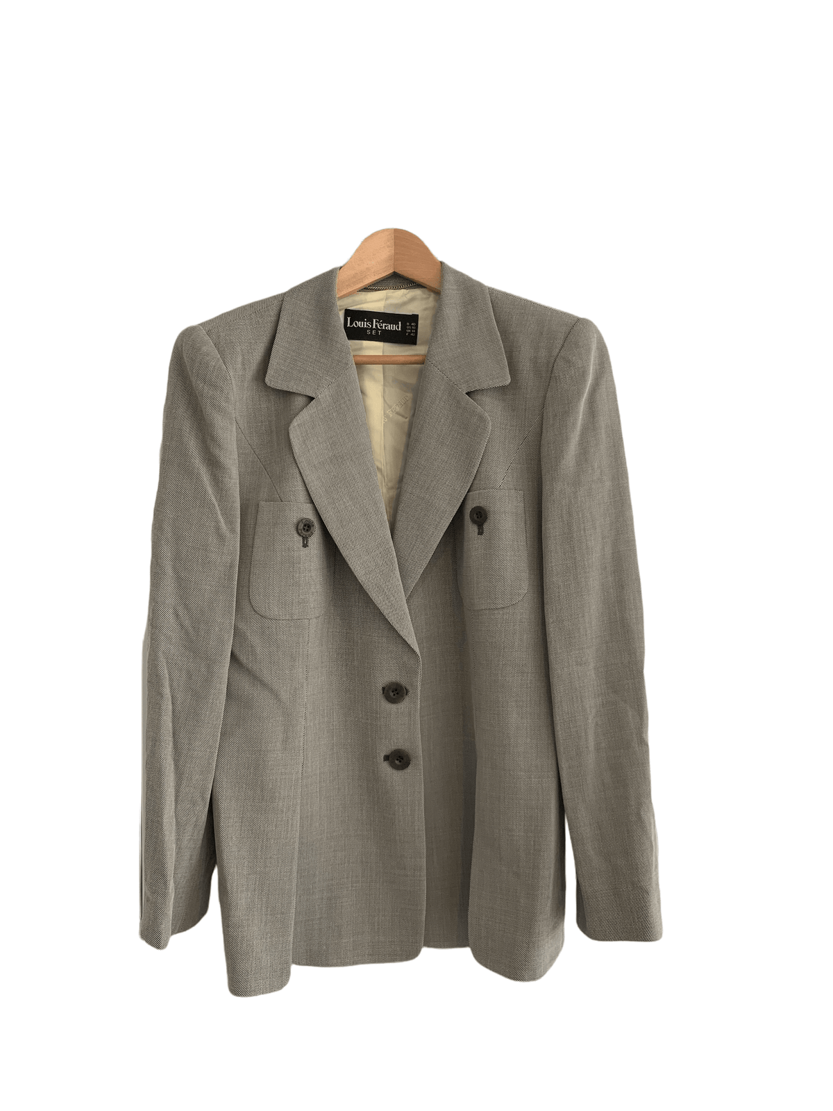 Louis Féraud Single Breasted Jacket Grey UK Size 14 - Ava & Iva