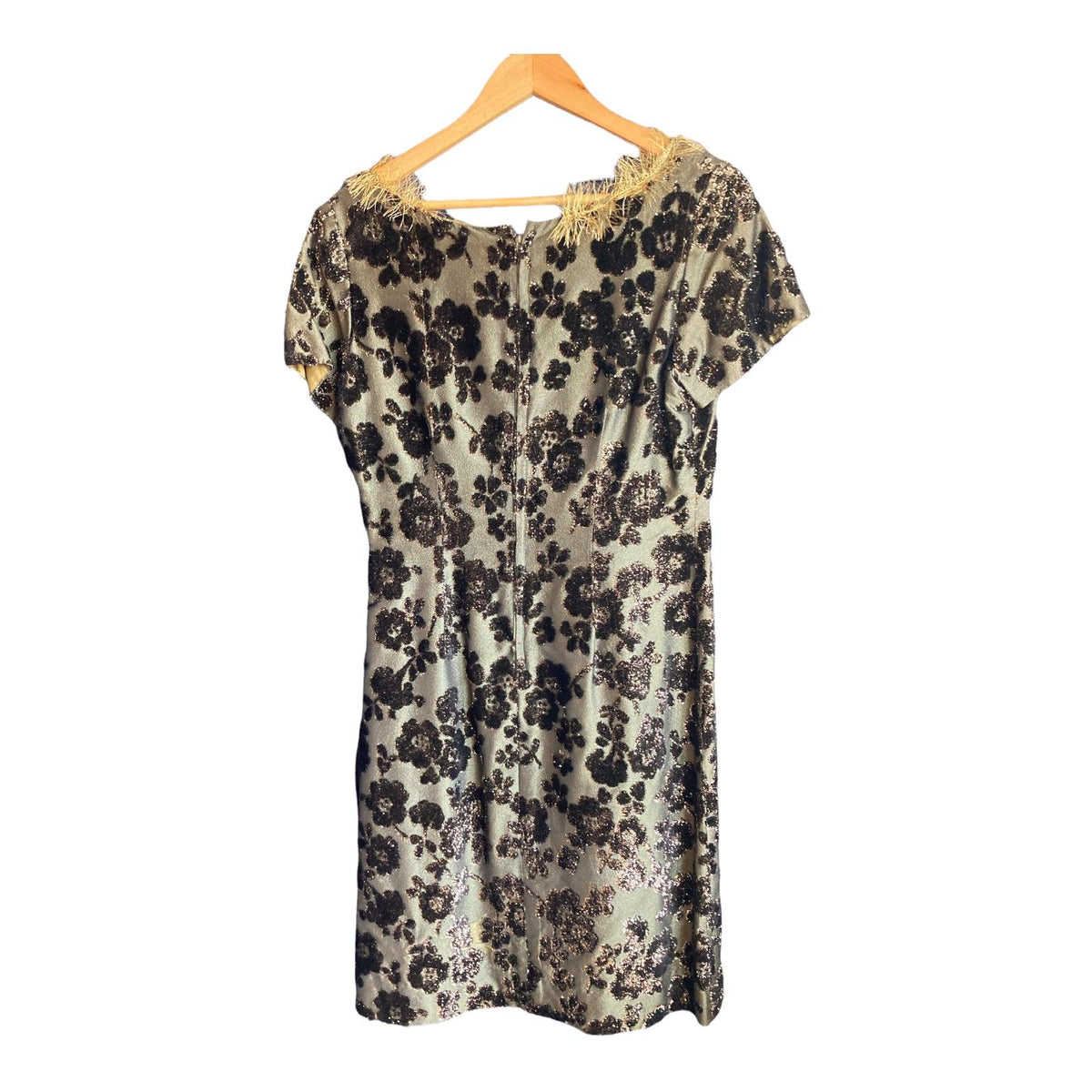 Acquer Vintage Khaki Patterned Short Sleeve Dress UK Size 10 - Ava & Iva