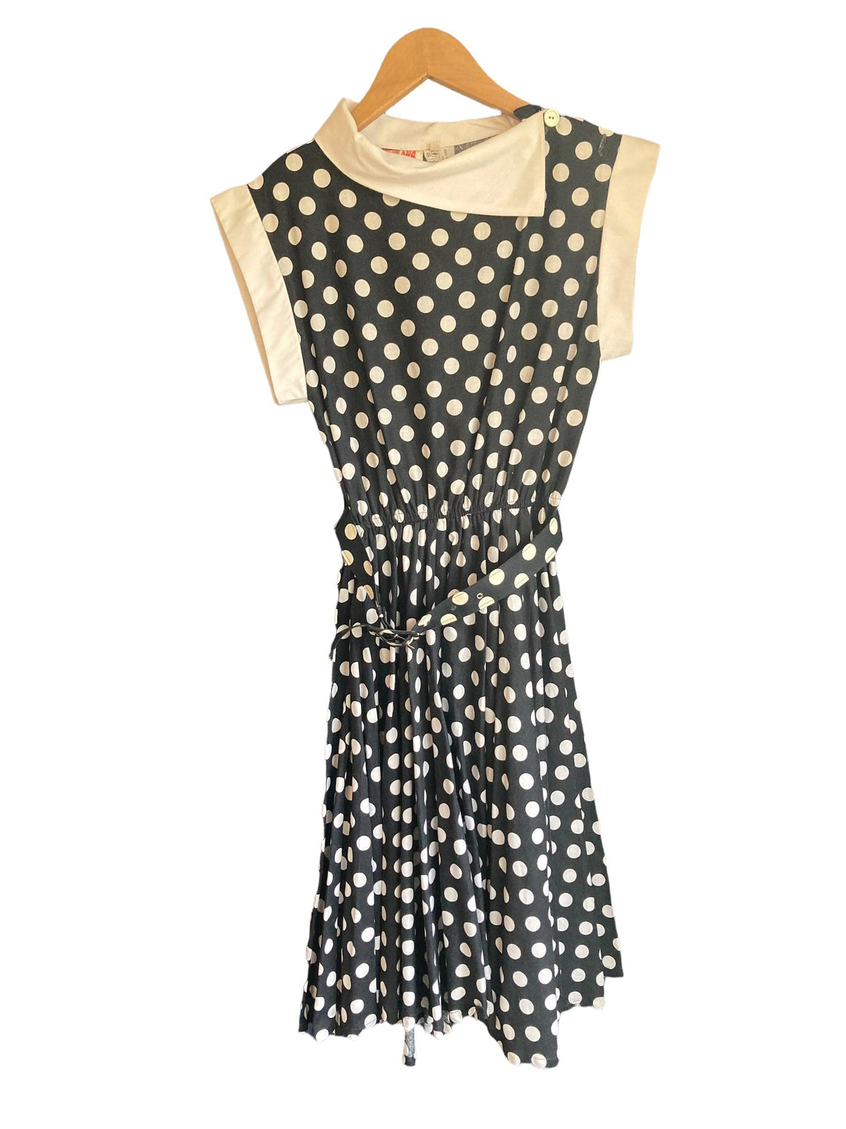 Shelana Cotton Black/White Polka Dot Short Sleeved Dress UK Size 10 - Ava & Iva