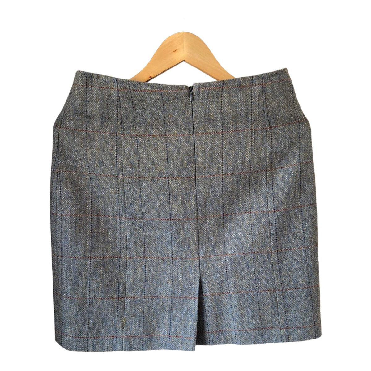 P & F Haggars Wool Pale Blue Checked Skirt Suit UK Size 12 - Ava & Iva