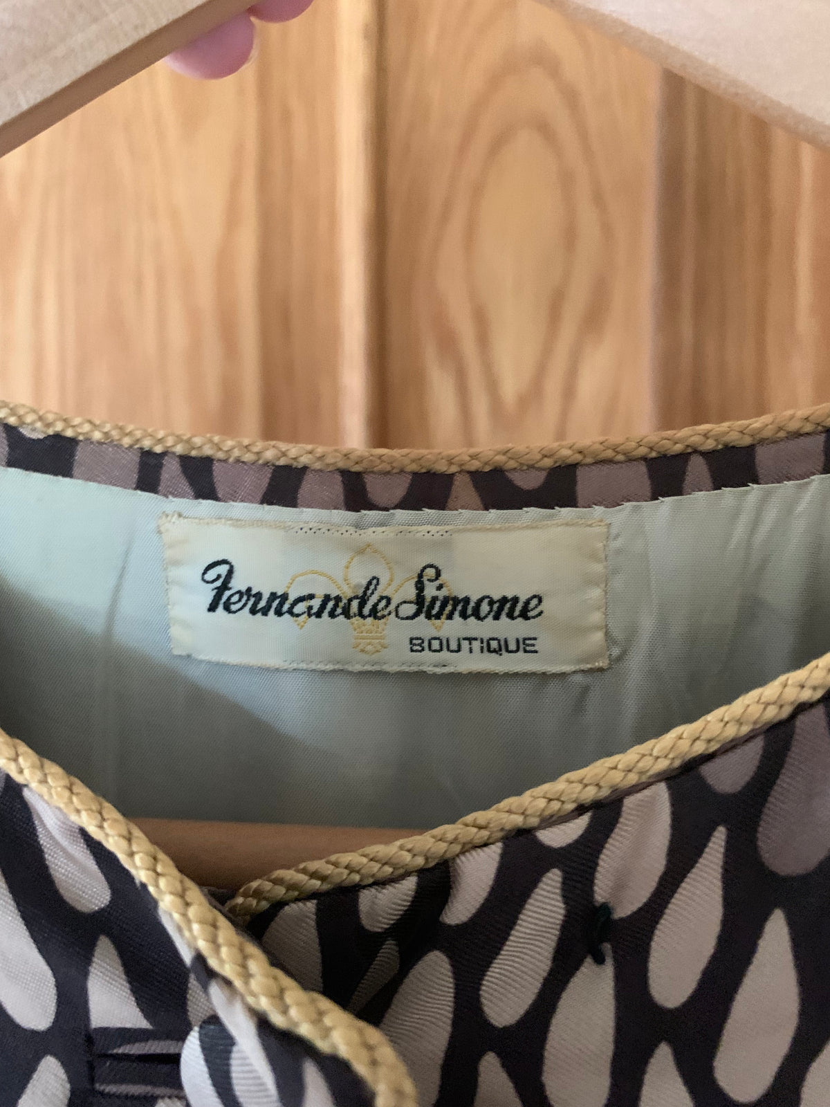 Fernande Simone Jacket and Dress Two-Piece Brown with Pattern UK Size 12 - Ava & Iva