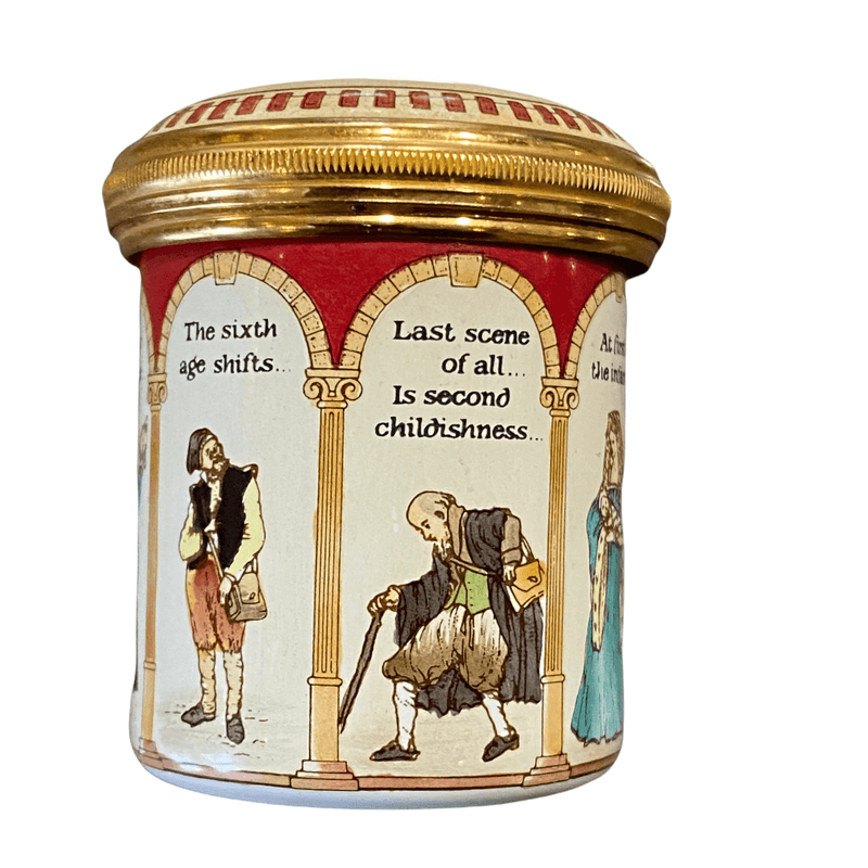 Halcyon Days Shakespeare “As You Like It” Round Enamel Box Screw Top - Ava & Iva