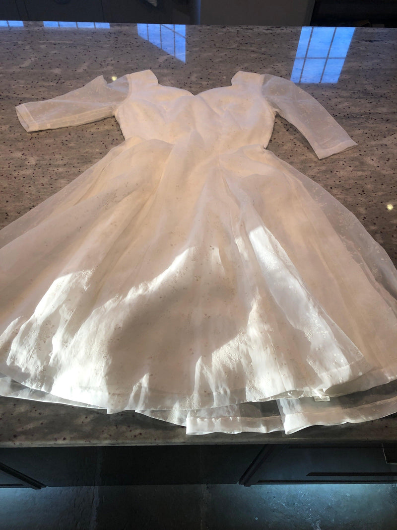 White dress with sheer sleeves - Ava & Iva
