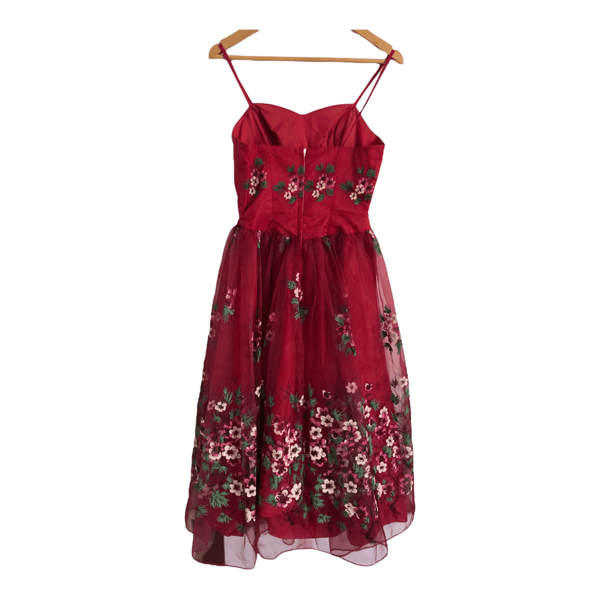 The Linzi Line Vintage Organza Sleeveless Prom Gown Midi Dress Pink Floral Print UK Size 8-10 - Ava & Iva