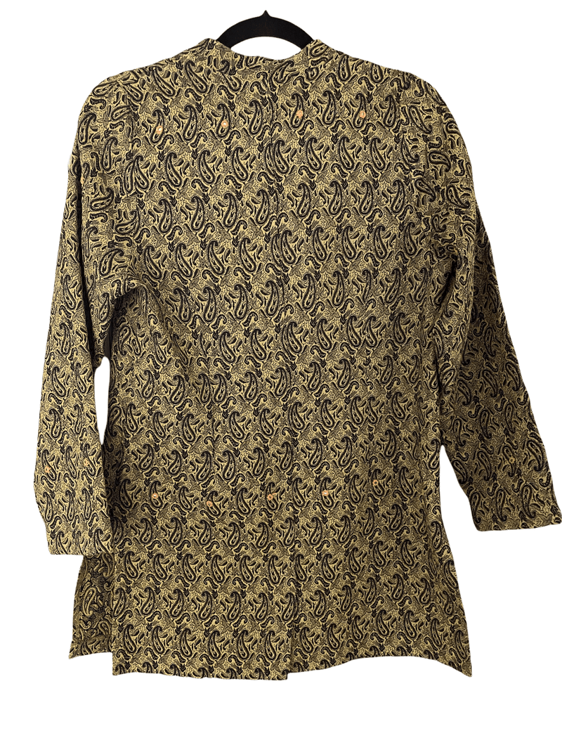 Tufanlar Long Jacket Paisley Print Olive Green and Black UK Size 12 - Ava & Iva