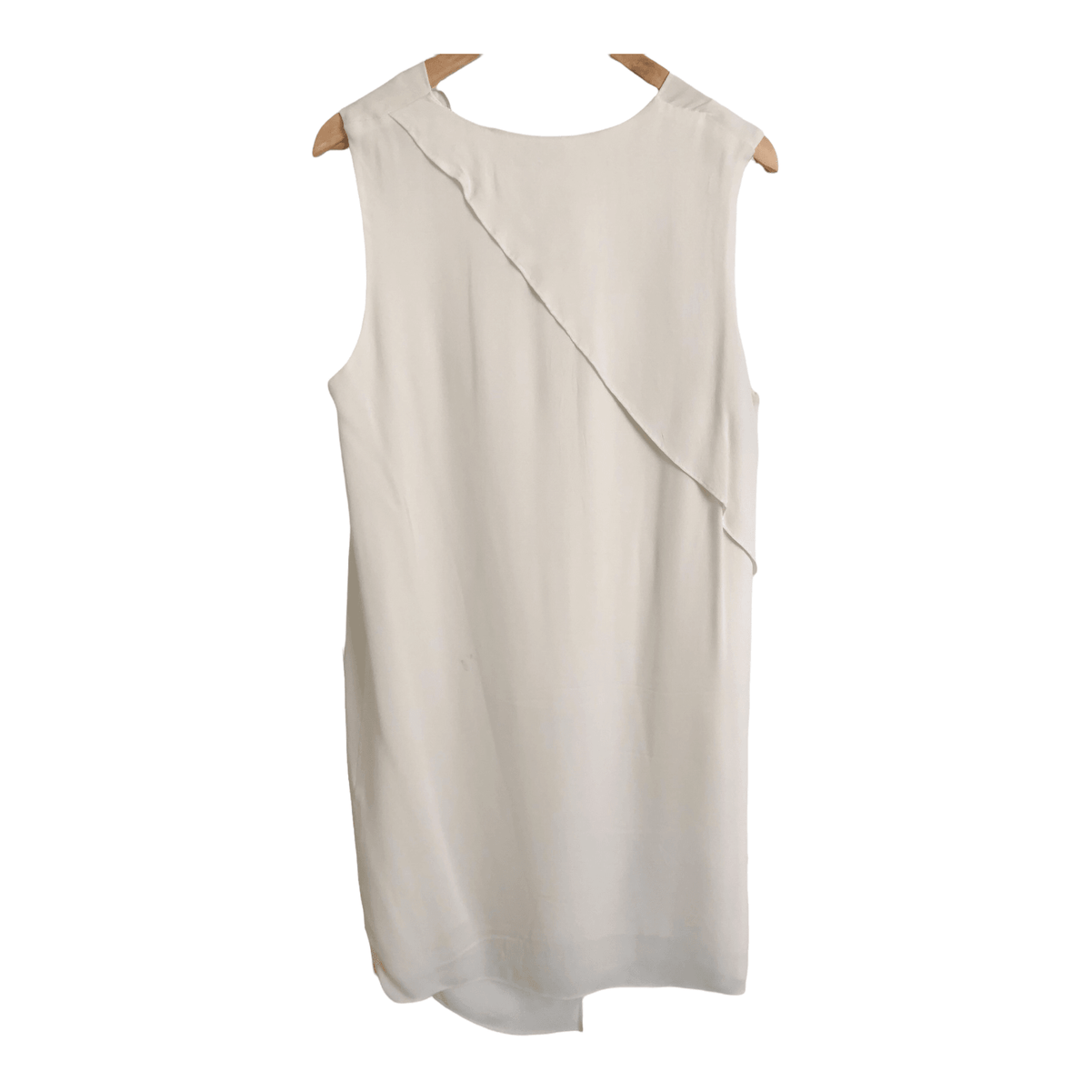 Joseph Crepe 100% Viscose Sleeveless Designer Midi Shift Dress Cream UK Size 14 - Ava & Iva