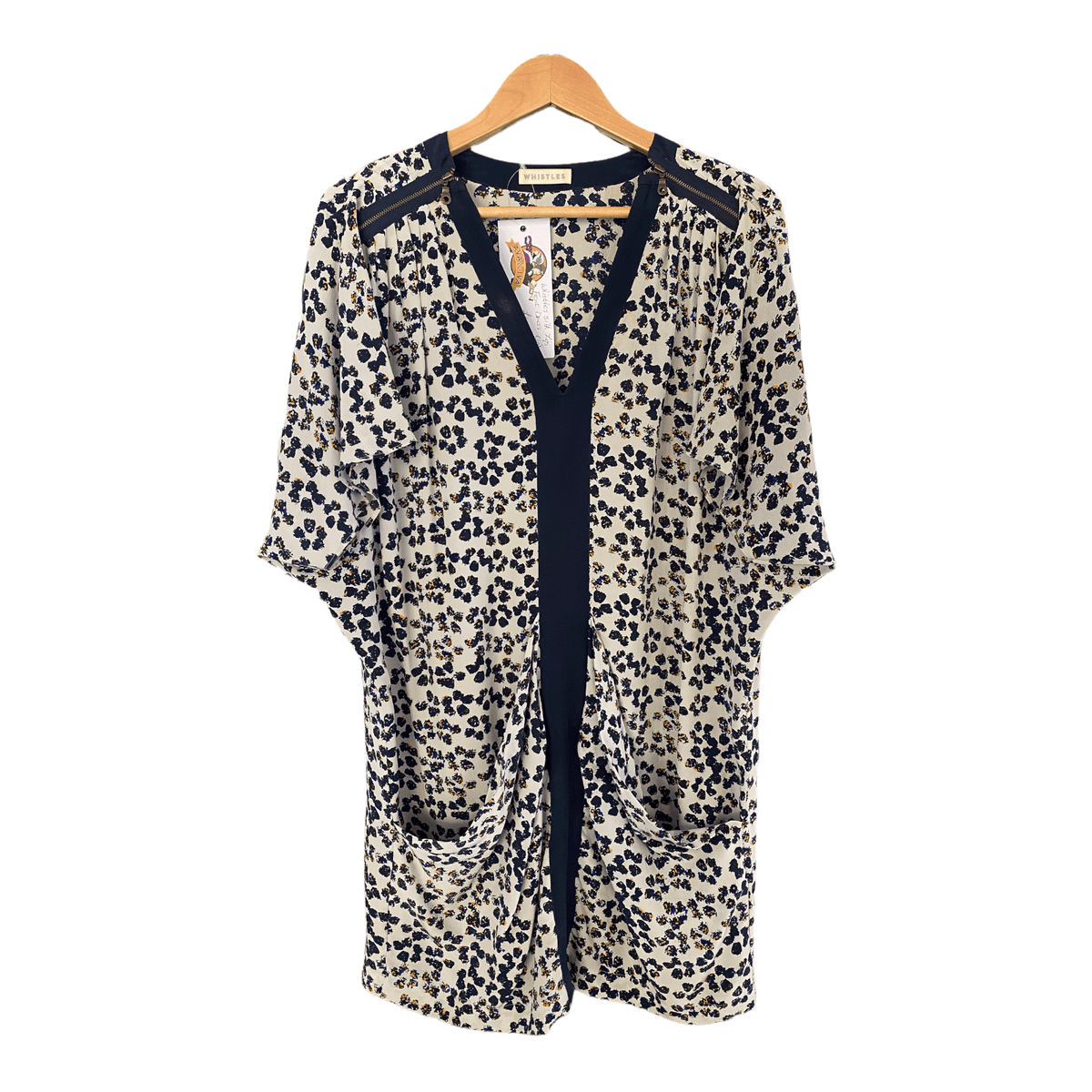 Whistles 100% Silk Dress Blue Abstract Pattern with Pockets UK Size 10 - Ava & Iva