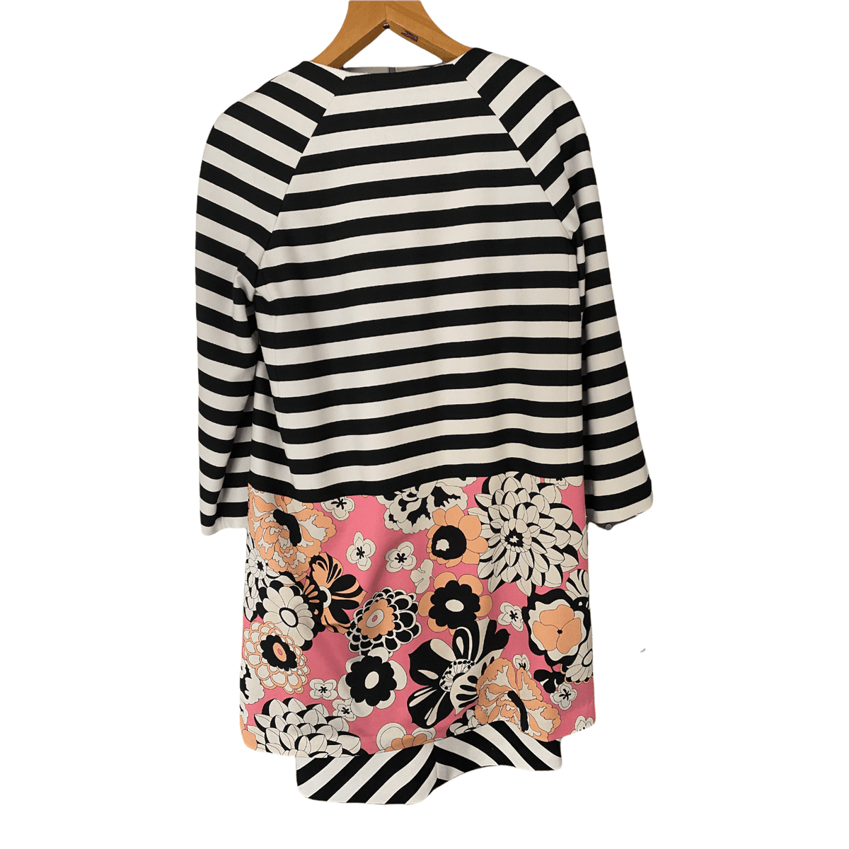 Weill Dress and Matching Jacket Black While Stripe with Floral UK Size 16 - Ava & Iva