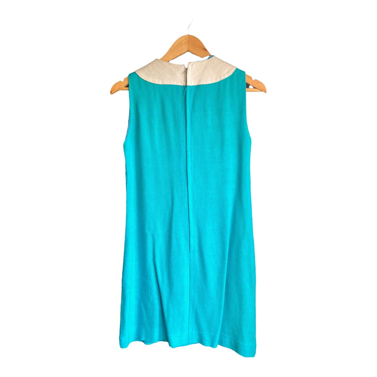 Vintage Turquoise And White Sleeveless Dress UK Size 8 - Ava & Iva