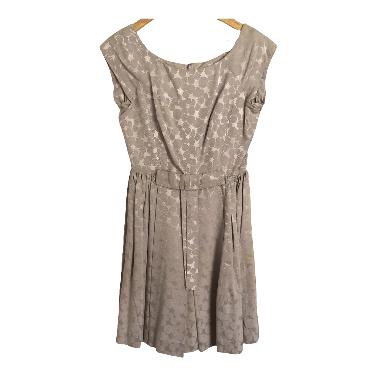 Unbranded Vintage Est. Polyester Cap Sleeve Cocktail Evening Dress Metallic Grey Lilac Floral Print M UK Size 10-12 - Ava & Iva